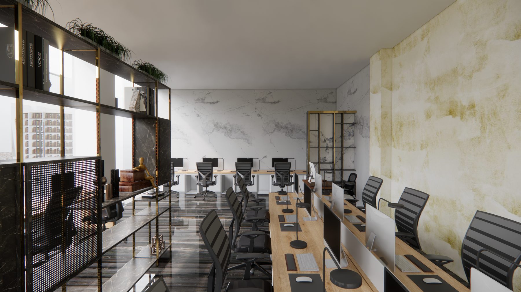 Modern commercial office interior render by The Space Stylers